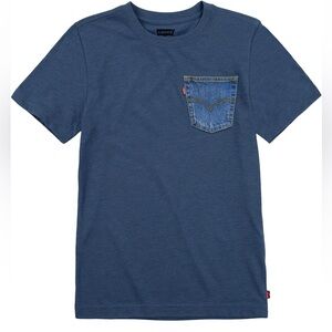 Levi's Kids Navy Tee with Faux Denim Accent Pocket NWT